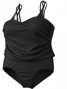 MIRACLESUIT One PC Black Swimsuit in Mock Tankini Style Size 22W